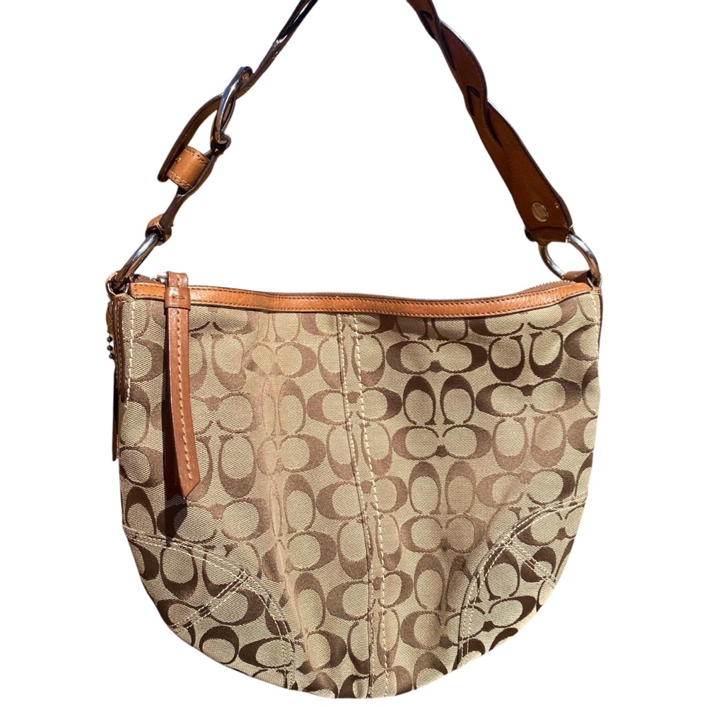 Coach Tan and Brown Shoulder Bag